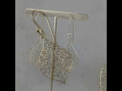Delicate Filigree Leaf Drop Earrings – Lightweight and Elegant