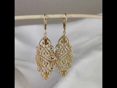 Ornate Openwork Scrollwork Drop Earrings