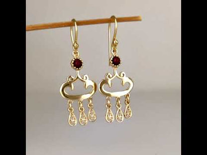 Red Crystal Dangle Drop Earrings