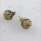 Black Spinel Stud Earrings – Petite Filigree Ball Design in Gold