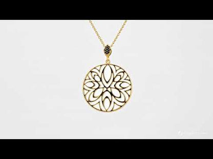 Openwork Medallion Pendant with Black Spinels