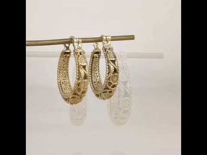 Ornate Filigree Hoop Earrings with Vintage Detailing