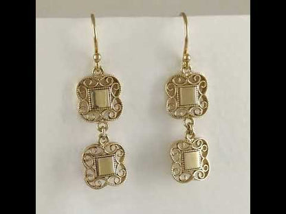 Double Royal Tile Scroll Drop Earrings