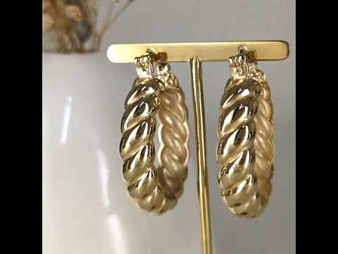 Rope Twist Hoop Earrings with Polished Finish