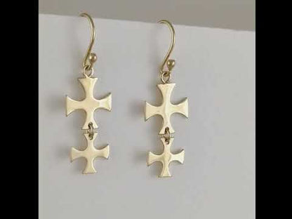 Double Maltese Cross Drop Earrings