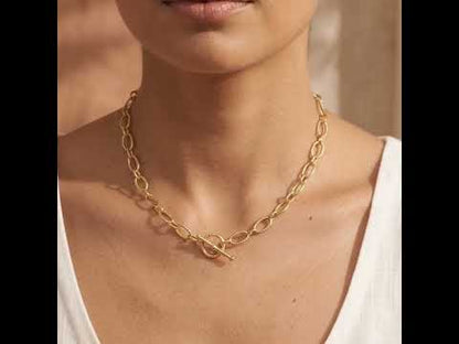 Oval Link Toggle Necklace with Twisted Texture