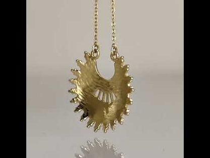 Ottoman Crescent Gold Necklace Filigree Pendant 18k Gold Over Bronze Statement Turkish Jewelry