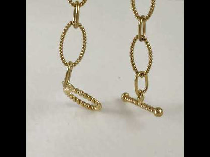 Rope Cable Chain Link Toggle Bracelet with Oval and Round Links