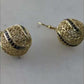 Filigree Ball Dangle Earrings with Black Spinels and Ornate Detailing