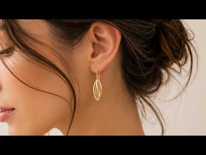 Leaf Filigree Drop Earrings Gold Openwork Jewelry
