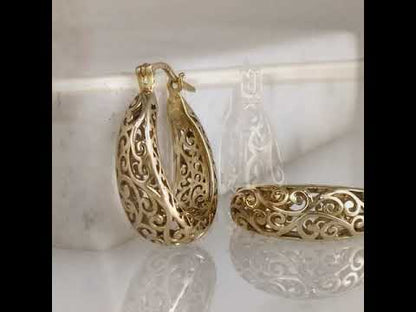 Graduated Scrollwork Hoop Earrings