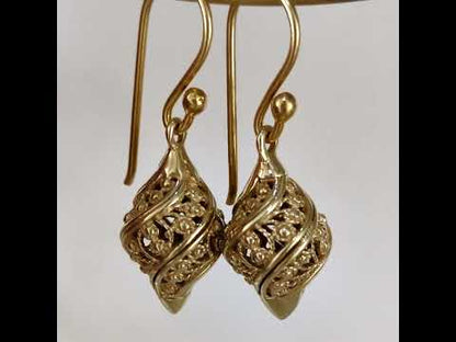 Nightingale Motif Twisted Filigree Drop Earrings