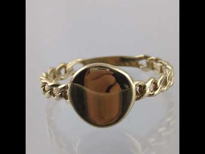 Engravable Cuban Chain Link Shank Gold Ring - 10k, 14k, 18k