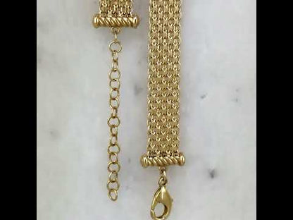 Wide Bismark Choker Necklace with Diamond-Cut Links and Cable End Caps – 16 In+2in. - 6 row