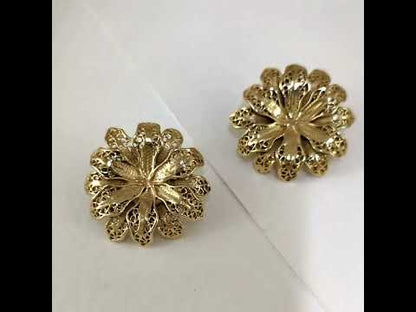 Layered Floral Openwork Stud Earrings