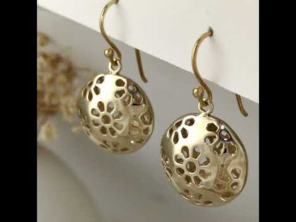 Floral Cutout Disc Drop Earrings