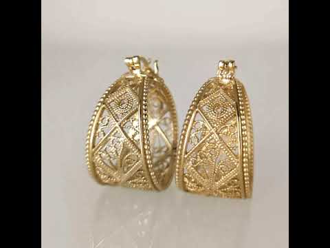 Graduated Filigree Hoop Earrings with Milgrain Detailing