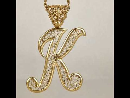 Filigree Script Initial Pendant – All Letters A to Z
