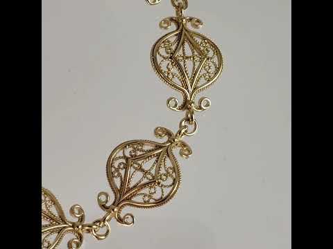 Gold Plated Bronze Filigree Bracelet with Elegant Floral Design