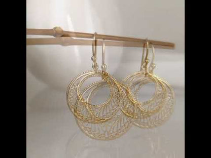 Open Circle Hoop Earrings Filigree Drop
