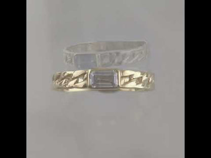 Gold Ring Cuban Link with Cubic Zircon - 10k,14k,18k