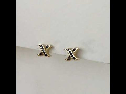 Black Spinel X Stud Earrings