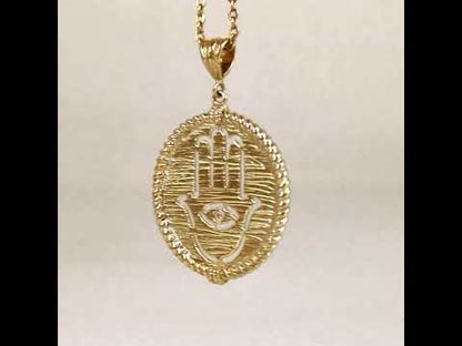 Round Hamsa Hand and Evil Eye Cutout Pendant