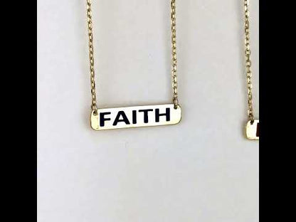 Faith Love Hope Enamel Bar Necklace