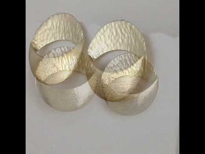 Open Oval Hammered Stud Earrings