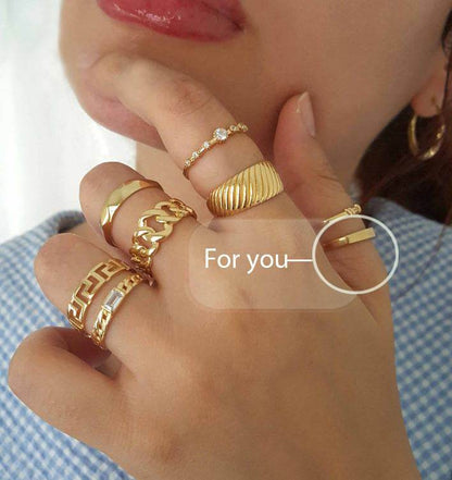 Facetted Narrow Bolt Gold Ring - 10k-14k-18k - TurkishBling