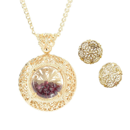 Unforgettable Duo Deal: Shaker Necklace w/ 36” Chain & Filigree Stud Earrings - TurkishBling