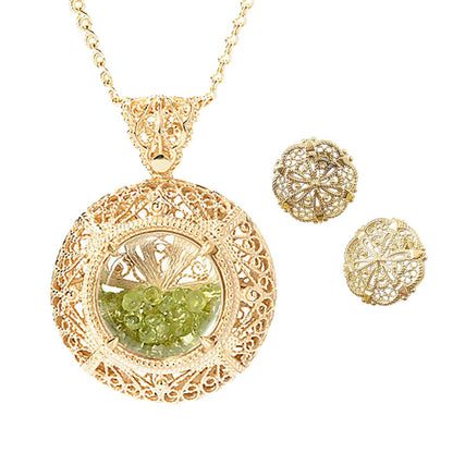 Unforgettable Duo Deal: Shaker Necklace w/ 36” Chain & Filigree Stud Earrings - TurkishBling