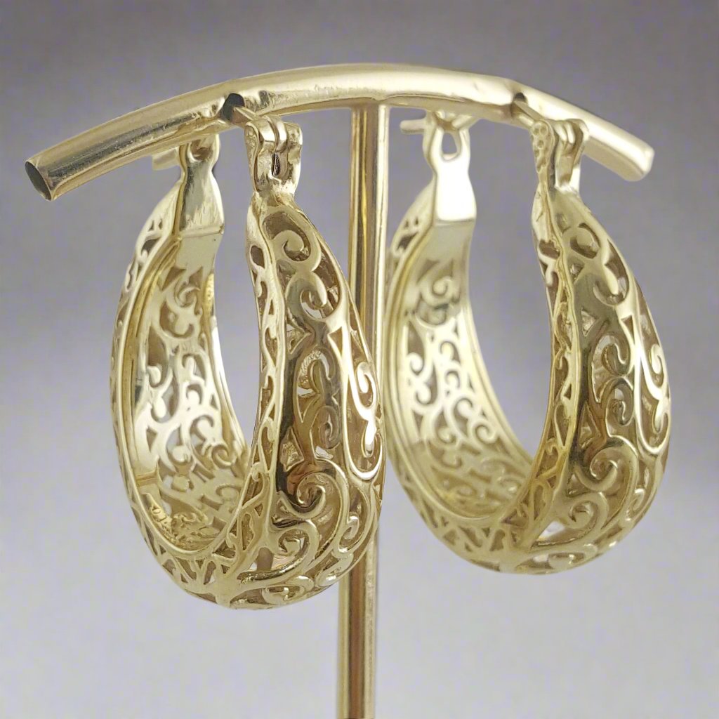 Graduated Scrollwork Hoop Earrings