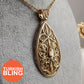 18K Gold Plated 10 x 5mm Gemstone Filigree Pendant