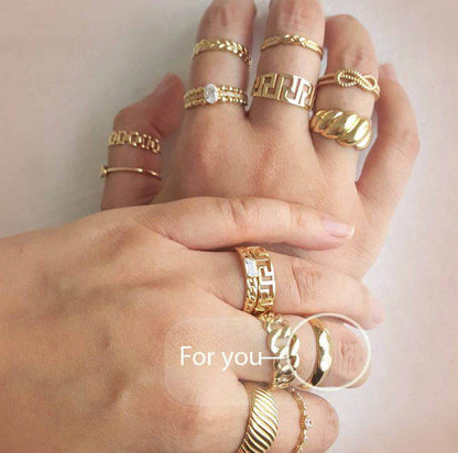 Minimalist Narrow Facet Gold Ring - 10k-14k-18k - TurkishBling