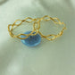 Wavy Ribbon Hoop Earrings 2" 18K Gold plated