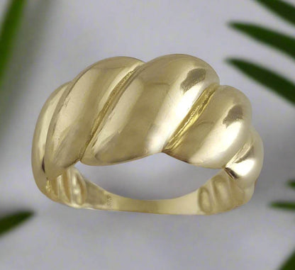 Large Croissant Gold Ring - 10k, 14k, 18k - TurkishBling