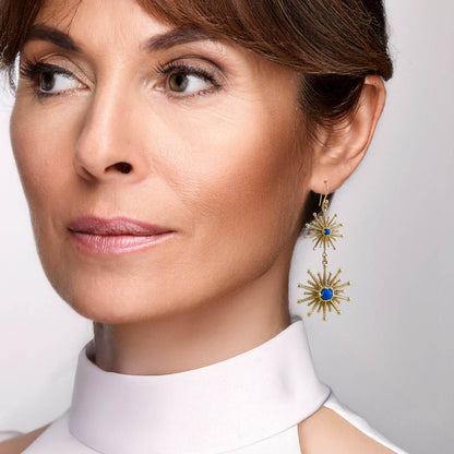 Starburst Drop Earrings – Blue Gem Statement Jewelry - TurkishBling