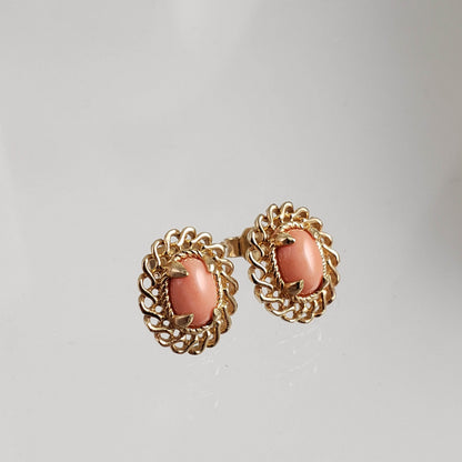 18K Gold Plated 7 x 5mm Gemstone Button Earrings - TurkishBling