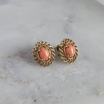 18K Gold Plated 7 x 5mm Gemstone Button Earrings - TurkishBling