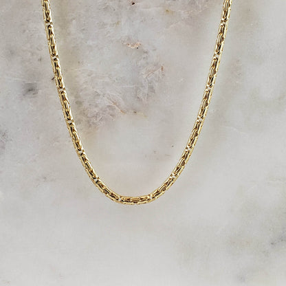 Timeless Gold Byzantine Chain Necklace, 18k Gold Over Sterling Silver, Available in 18in, 24in, 30in with 2in Extender - TurkishBling