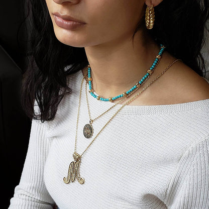 18K Gold Plated Gemstone Bead Necklace - TurkishBling
