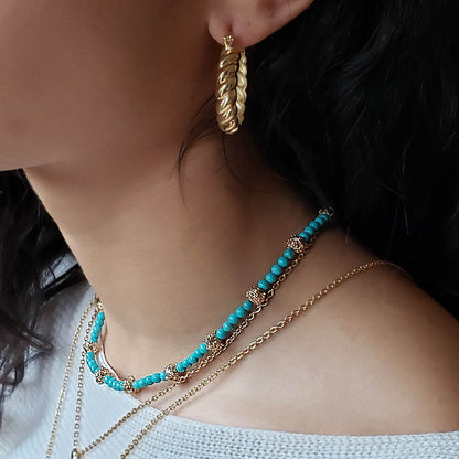 18K Gold Plated Gemstone Bead Necklace - TurkishBling