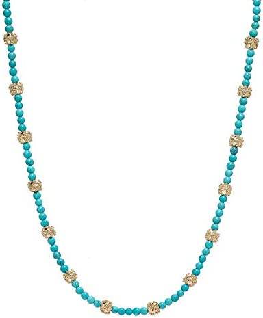 18K Gold Plated Gemstone Bead Necklace - TurkishBling