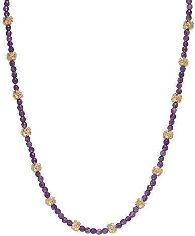 18K Gold Plated Gemstone Bead Necklace - TurkishBling