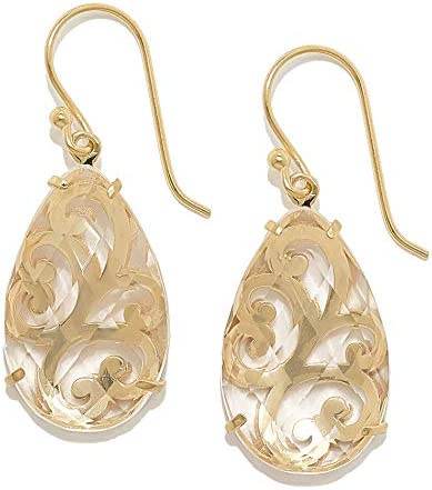 Crystal Quartz Teardrop Earrings – Handcrafted Openwork Design - TurkishBling