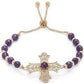 Gold Plated Amethyst Bead Cross Bracelet