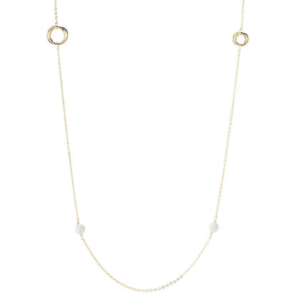 Beaded Station Necklace – 32" Minimalist Design with 6mm Gemstone Beads and Gold Stations (Copy)