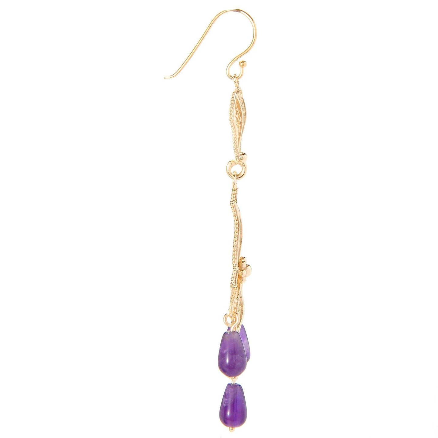 18K Gold Plated 3" Gemstone Drop Tulip Dangle Earrings