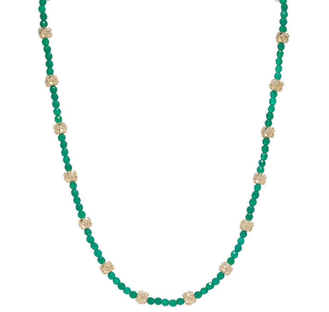 18K Gold Plated Gemstone Bead Necklace